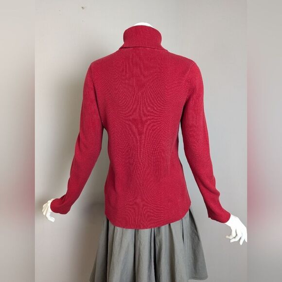 90s Ralph Lauren Ribbed turtleneck Red with logo size L - Picture 7 of 9